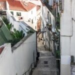 Lisbon-Portugal-stairway-in-a-narrow-alley-of-the-Alfama-district